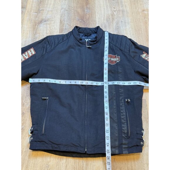 Y2K Harley Davidson Mens Black Moto Racing Jacket Nylon Quilted Lining M - Picture 6 of 7